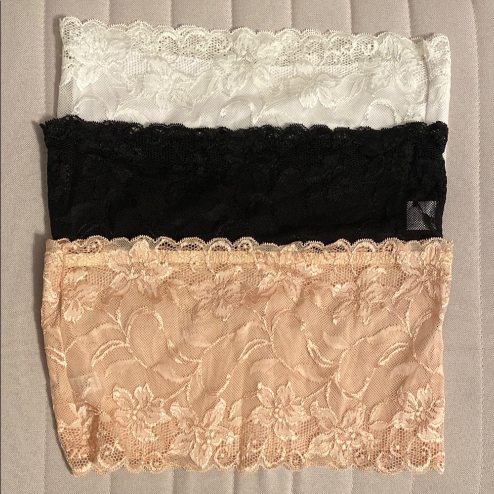 Lace Bandeau Set - Black, White, and Cream